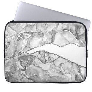 LICHTSILVER MARBLE AGATE GLITZER GLAM LAPTOPSCHUTZHÜLLE
