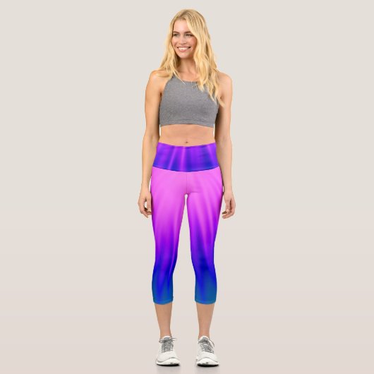 Lichtstrahl - Blau und Rosa Capri Leggings (Vorderseite)
