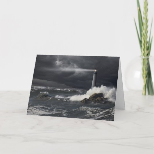 Lichtstrahl glänzend in stürmischen Ozean Karte (Vorderseite)