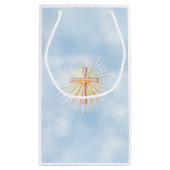 Lichtstrahlen aus dem religiösen Kreuz Kleine Geschenktüte (Rückseite)