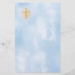 Lichtstrahlen aus dem religiösen Kreuz (W/Wolken) Briefpapier
