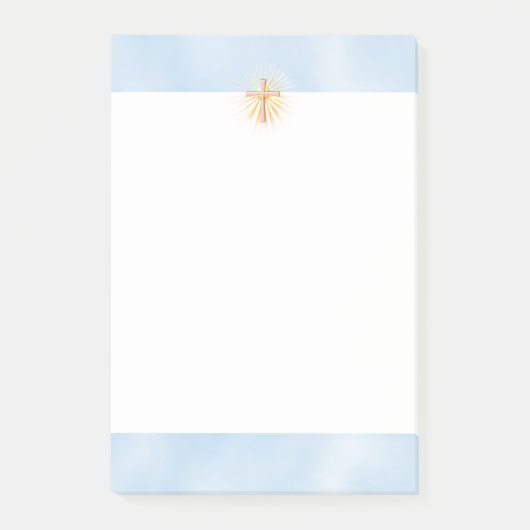 Lichtstrahlen aus dem religiösen Kreuz (W/Wolken) Post-it Klebezettel (Vorderseite)