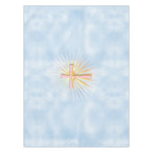 Lichtstrahlen aus dem religiösen Kreuz (W/Wolken) Tischdecke (Vorderseite)