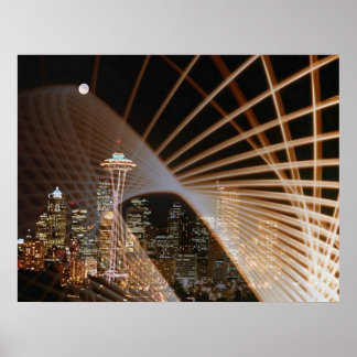 Lichtstrahlen im Nachtplakat Poster