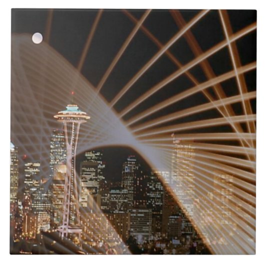 Lichtstrahlen in der Nacht Fliese (Vorderseite)