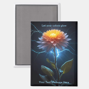 Lichtstrahlen Neon Glow Blume Art Magnet