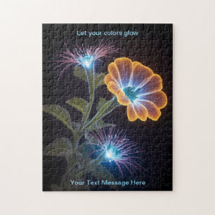Lichtstrahlen Neon Glow Blume Art Puzzle