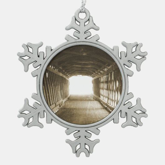 Lichttunnel Schneeflocken Zinn-Ornament (Vorderseite)