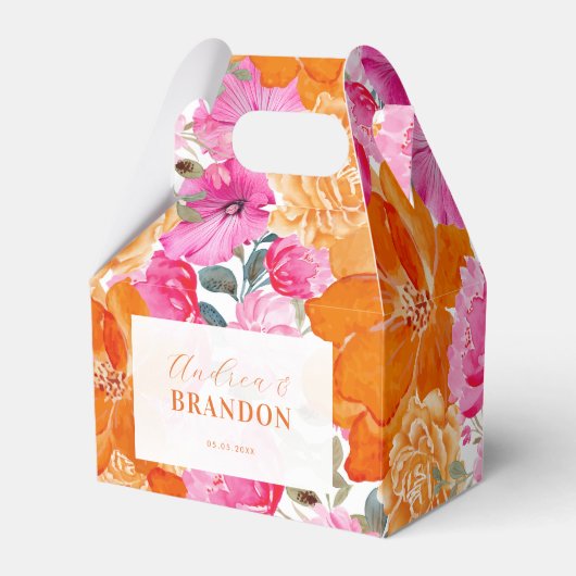 Lichtverblasste rosa Orange Garden Blumenzehen Geschenkschachtel (Vorderseite)