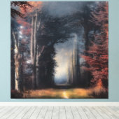Lichtweg in einem Baumwald Leinwanddruck (Insitu (Holzboden))