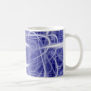 Lichtwege auf blauem Hintergrund Kaffeetasse