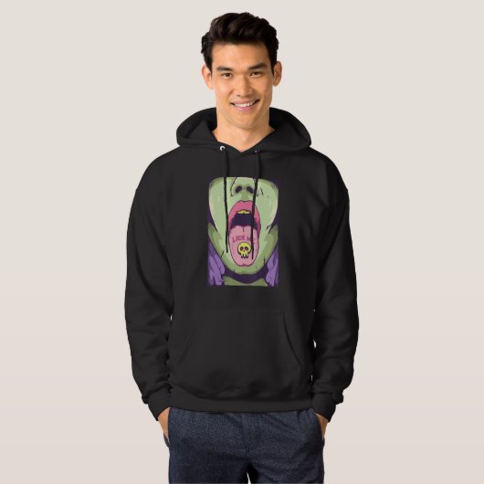 Lick Me Goth Zunge mit Schädelpille Emo Punk Gothi Hoodie (Vorne ganz)