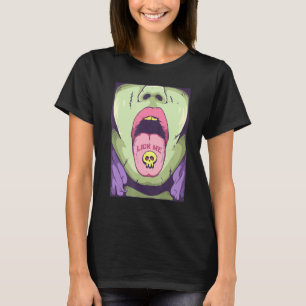 Lick Me Goth Zunge mit Schädelpille Emo Punk Gothi T-Shirt