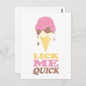 Lick mir schnelle Eiscreme rosa, weiße Anführungsk Postkarte (Vorne/Hinten)