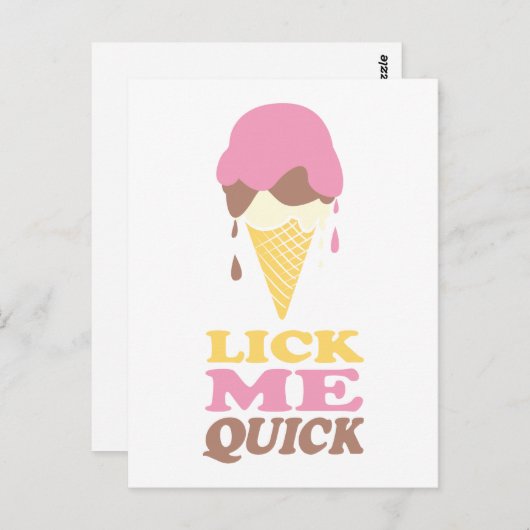 Lick mir schnelle Eiscreme rosa, weiße Anführungsk Postkarte (Vorne/Hinten)