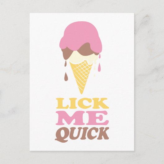 Lick mir schnelle Eiscreme rosa, weiße Anführungsk Postkarte (Vorderseite)
