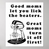 Lick the Beaters Funny Mama Mutterposter-Zeichen Poster (Vorne)