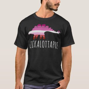 Lickalottapus Lesbian Pride Flag Dinosaur Stegasau T-Shirt
