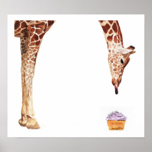 "Licker mit Kuchen-" Giraffe Aquarell Poster