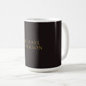 Licorice Black Gold Minimalist Plain Modern Name Kaffeetasse (VorderseiteRechts)