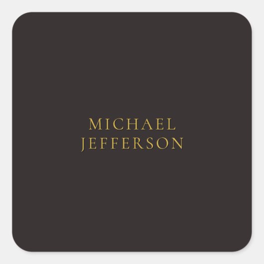 Licorice Black Gold Minimalist Plain Modern Name Quadratischer Aufkleber (Vorderseite)