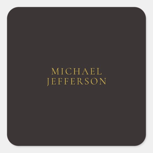 Licorice Black Gold Minimalist Plain Modern Name Quadratischer Aufkleber (Vorderseite)