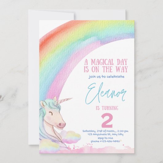 licorne Kid Birthday Einladung (Vorderseite)