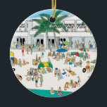 Lido Beach Sarasota Keramik Ornament<br><div class="desc">Das alte Lido Beach Casino in Sarasota Florida. Diese farbenfrohe Szene macht einen großen "Strand" Weihnachten / Feiertag-Ornament für den Baum. Karo aus beiden Seiten des Ornaments!</div>