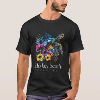 Lido Key Beach Florida Sea Turtle Blume Surfen T-Shirt