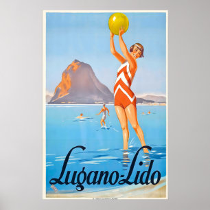 Lido Strand Seeufer Lugano Schweiz Poster