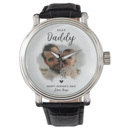 Liear Daddy | Modernes Foto Herztag der Vater Armbanduhr
