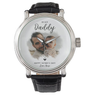 Liear Daddy   Modernes Foto Herztag der Vater Armbanduhr