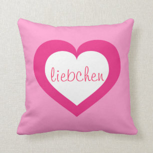 Liebchen weißes und heißrosa Herz Kissen