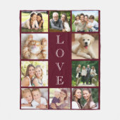 Liebe 10 Foto Collage Burgund Fleecedecke (Vorderseite)