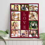 Liebe 10 Foto Collage Burgund Künstlicher Leinwanddruck<br><div class="desc">Ein modernes bordeauxrotes Foto Collage Imitate Leinwand drucken,  um Ihre Familie,  Lieben,  Freunde,  Haustiere oder besondere Veranstaltung zu feiern. Personalisieren Sie mit 10 Fotos. "LIEBE" wird in der Mitte in elegantem Weiß geschrieben.</div>