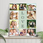 Liebe 10 Foto Collage Sage Green Künstlicher Leinwanddruck<br><div class="desc">Ein hellgrünes Foto Collage Imitate Leinwand drucken,  um Ihre Familie,  Lieben,  Freunde,  Haustiere oder besondere Veranstaltung zu feiern. Personalisieren Sie mit 10 Fotos. "LIEBE" steht in der Mitte in eleganter Typografie.</div>