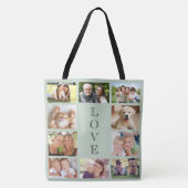Liebe 10 Foto Collage Sage Green Tasche (Vorderseite)