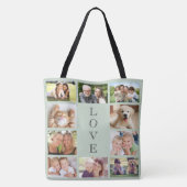 Liebe 10 Foto Collage Sage Green Tasche (Rückseite)