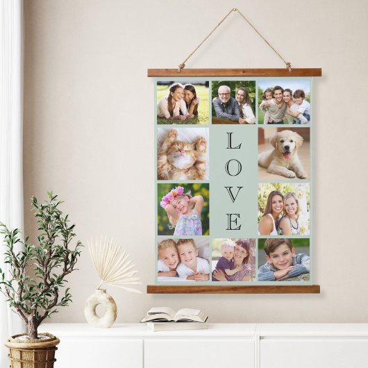 Liebe 10 Fotocollage Wandteppich Mit Holzrahmen
