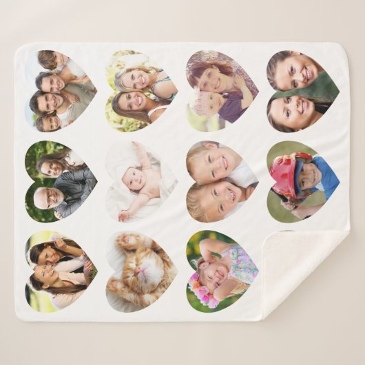 Liebe 12 Foto Herz Collage Sherpadecke (Vorderseite (Horizontal))