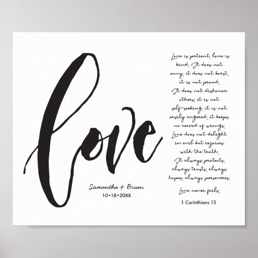 Liebe, 1 Cor. 13, Doppelname, moderne Schrift Poster (Vorne)
