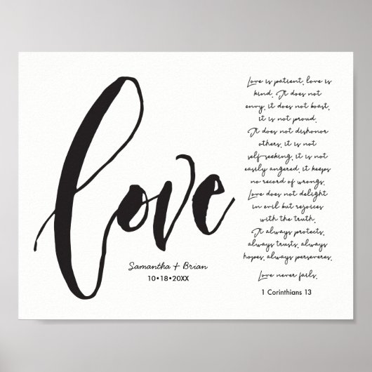Liebe, 1 Cor. 13, Doppelname, moderne Schrift Poster (Vorne)