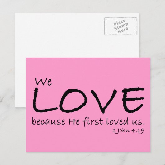 Liebe (1. John 4:19) Postkarte (Vorne/Hinten)