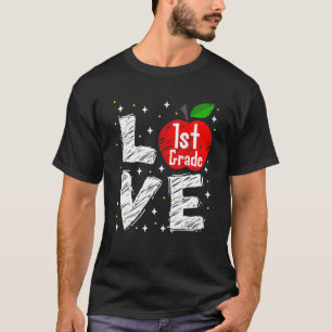 Liebe 1. Klasse Apfelwein Zurück zur Schule Lehrer T-Shirt