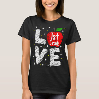 Liebe 1. Klasse Apfelwein Zurück zur Schule Lehrer T-Shirt