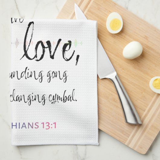 Liebe 1 Korinther 13:1 Geschirrtuch (Viertel Falte)