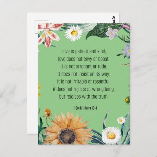 Liebe, 1 Korinther 13:4, Postkarte (Vorne/Hinten)