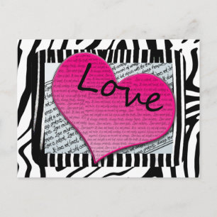 Liebe 1 Korinther 13 Herzen Pink Zebra Postkarte