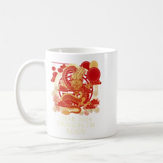 Liebe 2024 Dragon Im Bereit Chinesisch Neujahr Red Kaffeetasse (Links)