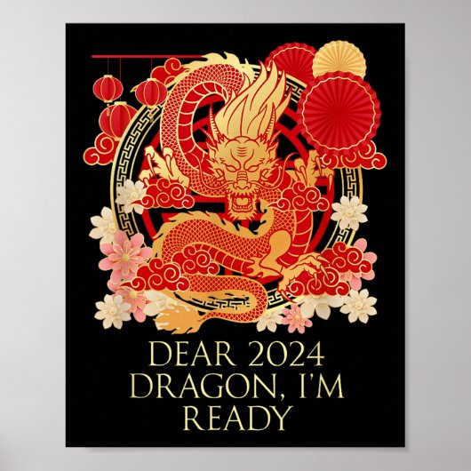 Liebe 2024 Dragon Im Bereit Chinesisch Neujahr Red Poster (Vorne)